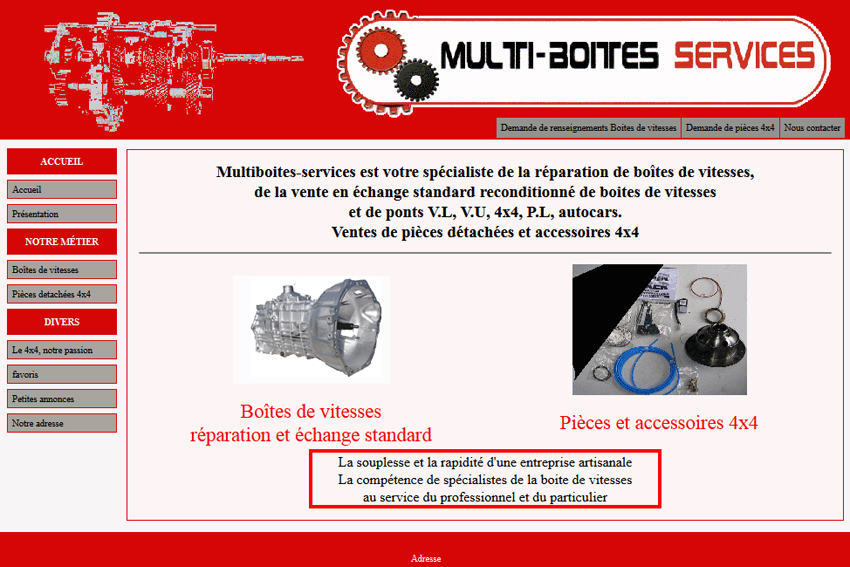 Multi-boites-services est votre spécialiste de la réparation de boîtes de vitesses, de la vente en échange standard de boites de vitesses à reconditionnées et de ponts pour véhicules légers, pour véhicules utilitaires et pour 4x4.