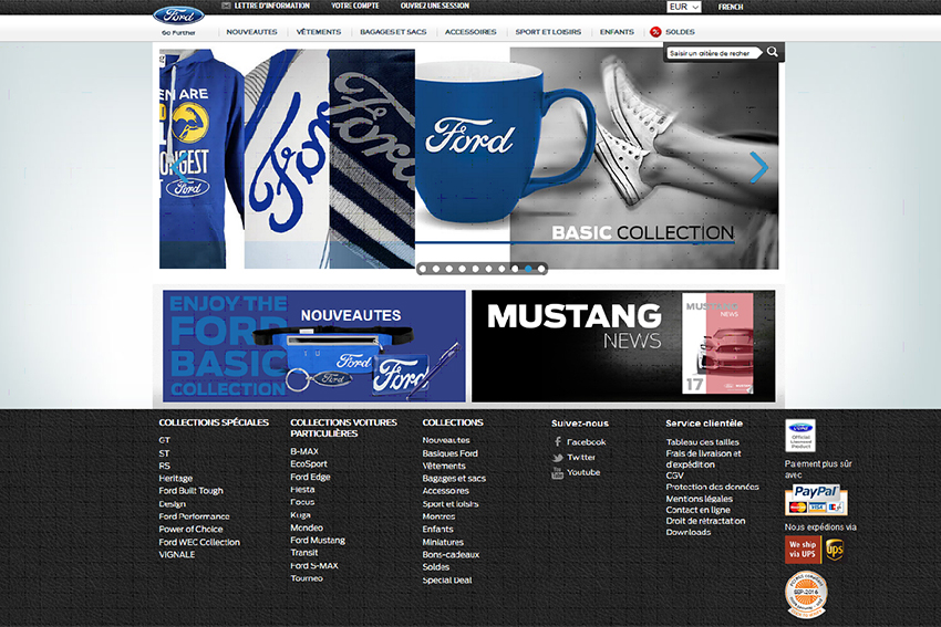 Vous aimez les produits griffés au logo de votre marque préférée Ford. Le site commercial européen de Ford vous permettra de trouver de nombreux articles à l'effigie de la marque.