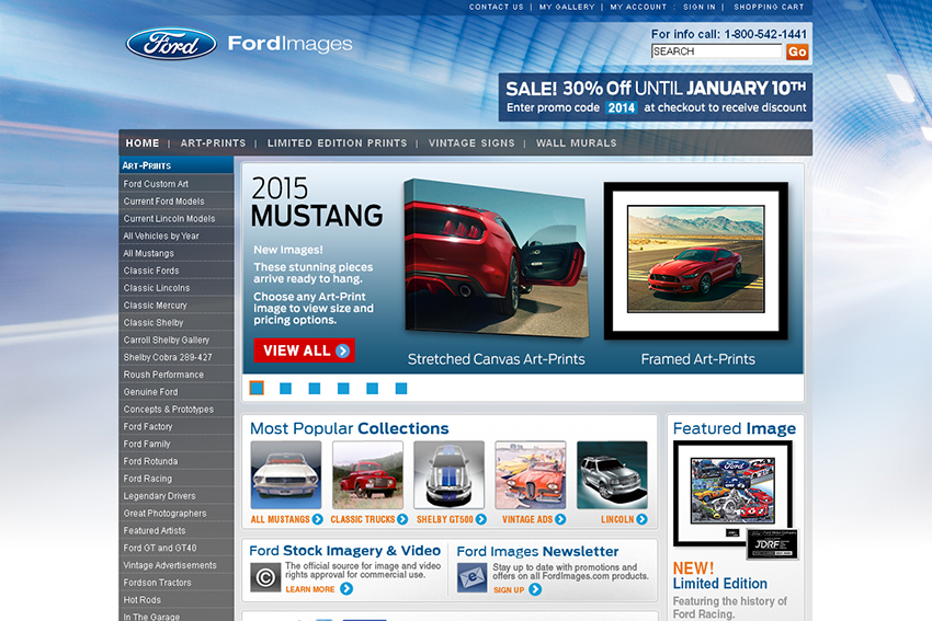 Ford vient de lancer une boutique en ligne proposant à la vente quelques milliers d'images tirées de leurs archives.