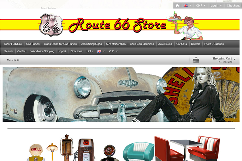 Route66store est un magasin suisse proposant de nombreux accessoires et mobilier pour la décoration intérieure.